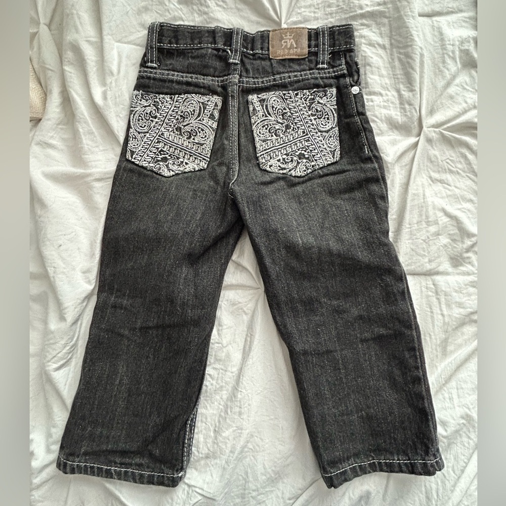 Red Ape Boys Black Embroidered Jeans 3T